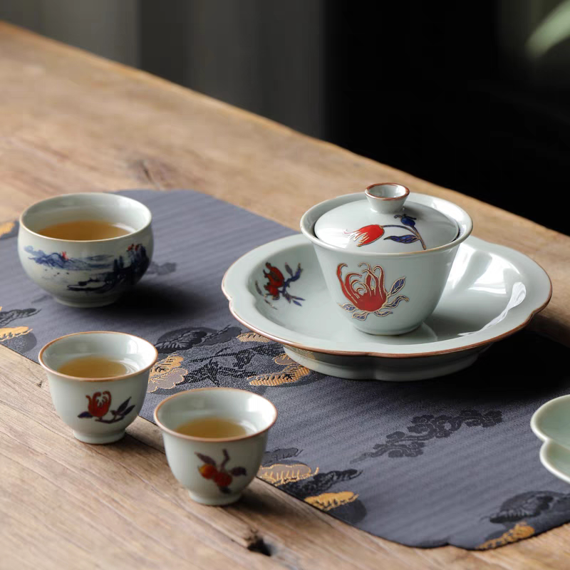唐月窑京韵茶具套装家用高档泡茶壶办公室会客盖碗茶杯茶壶