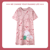 可爱春夏天家居服睡衣女高级感新款 纯棉薄款 睡裙女夏季 2025年短袖