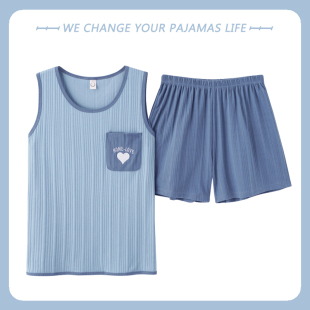 纯棉背心短裤 家居服两件套装 可爱2025年新款 无袖 大码 睡衣女士夏季