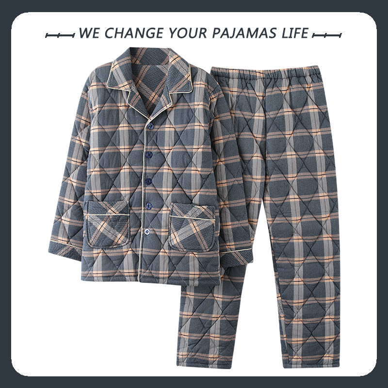 俞兆林三层保暖冬天夹棉家居服