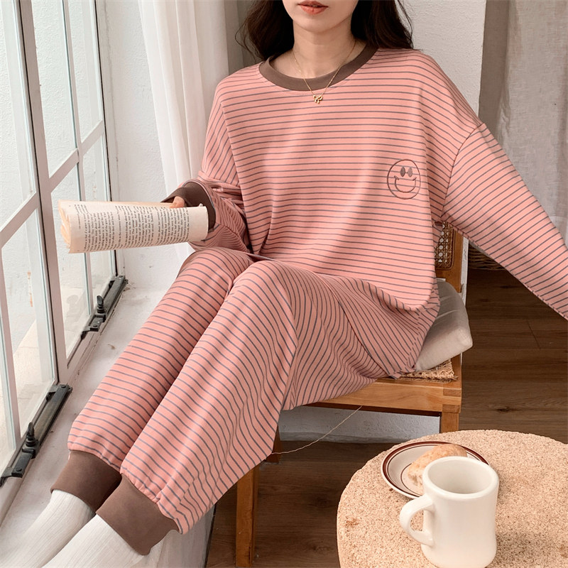 睡衣女款春秋季2025年新款长袖长裤女士淑雅可外穿家居服两件套装
