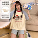 带胸垫薄款 夏季 休闲套装 短裤 可爱卡通自带文胸家居服 女士睡衣短袖