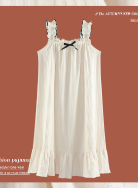 2025年高级感夏天新款睡裙女夏季薄款纯棉吊带少女士可爱睡衣无袖