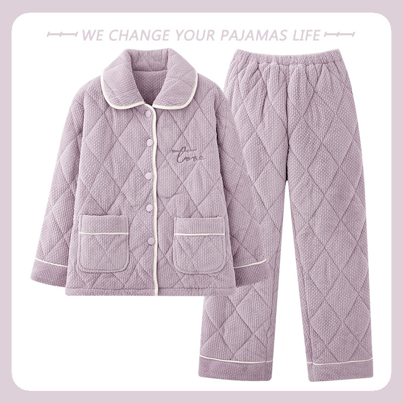 2025年冬季珊瑚绒睡衣女三层夹棉加绒加厚超厚宽松冬天家居服套装,女士内衣/男士内衣/家居服,睡衣/家居服套装,淘宝优惠券,粉丝福利购,淘宝优惠卷