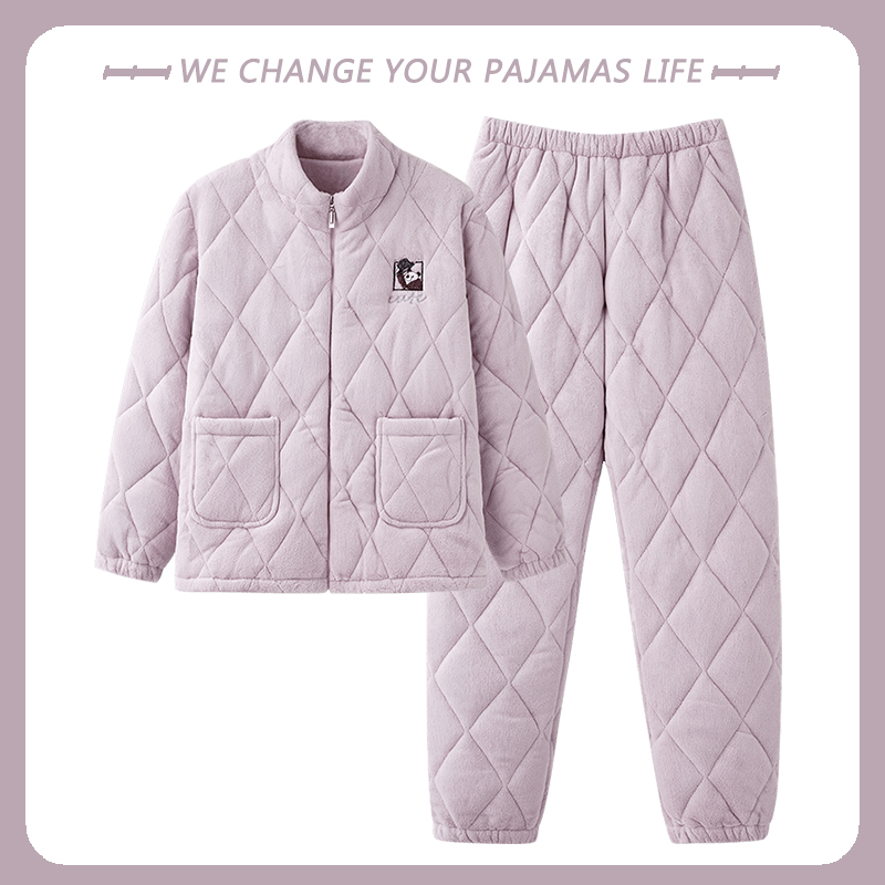 珊瑚绒夹棉不起球不褪色女士