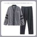 家居服保暖套装 北极绒珊瑚绒睡衣男士 青少年大码 加绒加厚款 秋冬季