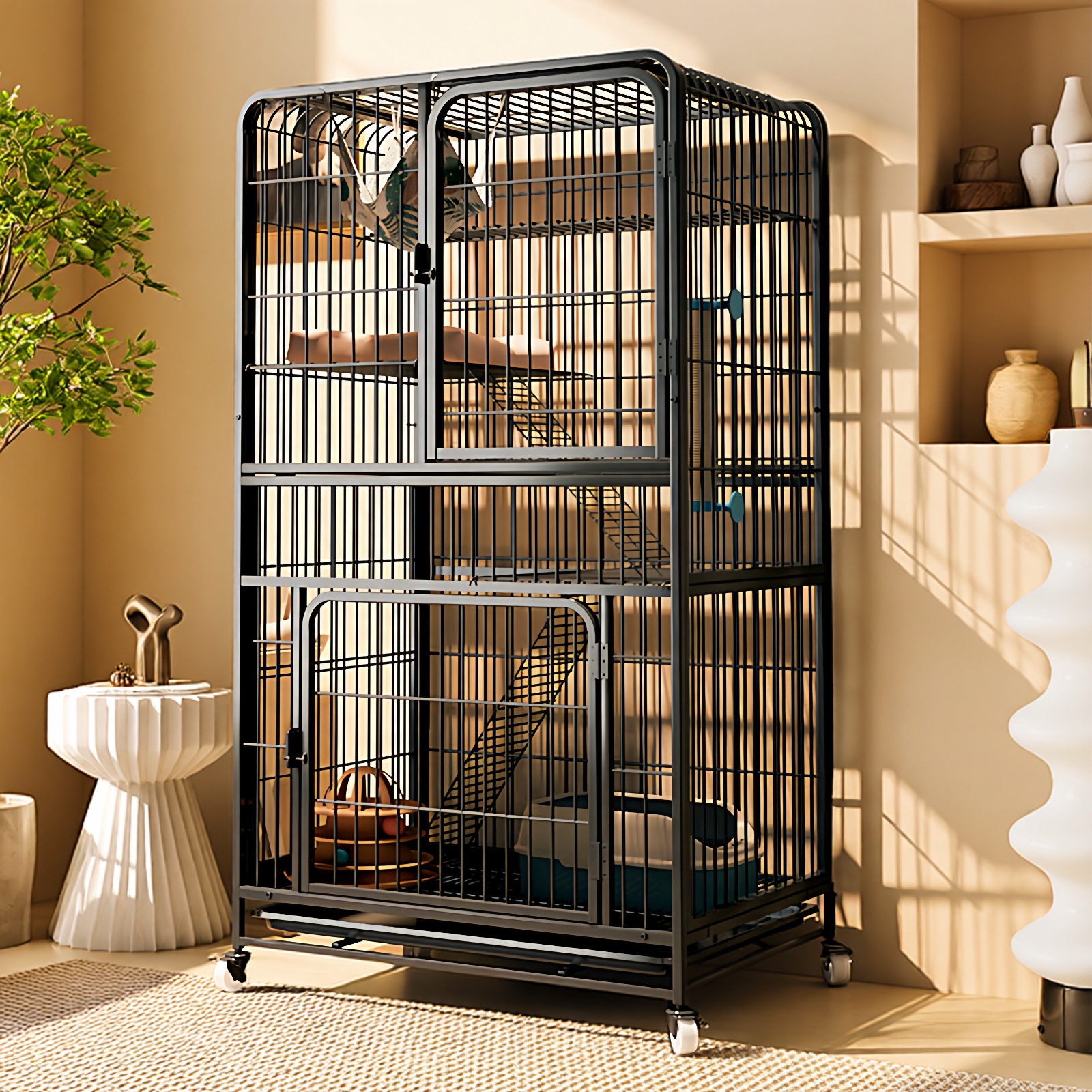 家用猫笼子超大自由空间带厕所一体室内两层猫舍猫咪猫窝猫屋别墅