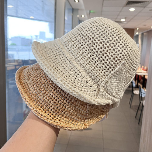 春夏季后开叉蝴蝶结渔夫帽显脸小
