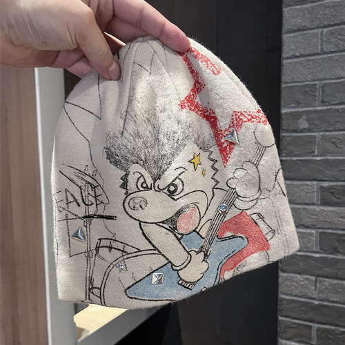 冬个性百搭卡通摇滚小暴龙针织帽