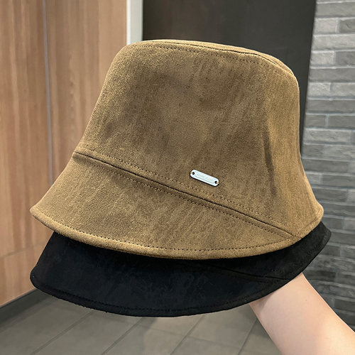 高品质麂皮绒渔夫帽子女简约百搭