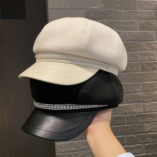 春秋户外英伦复古八角帽女显脸小