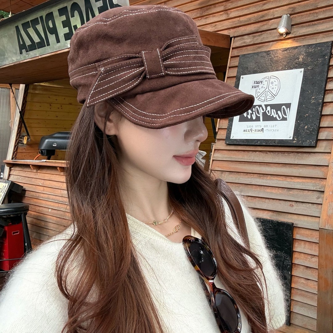 英伦风复古蝴蝶结平顶马术帽子女