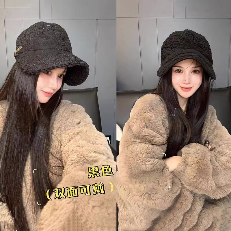 秋冬季防风可挂口罩渔夫鸭舌帽女