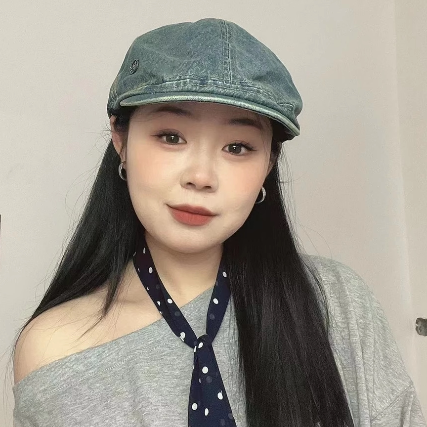 复古水洗牛仔反戴前进帽女显脸小
