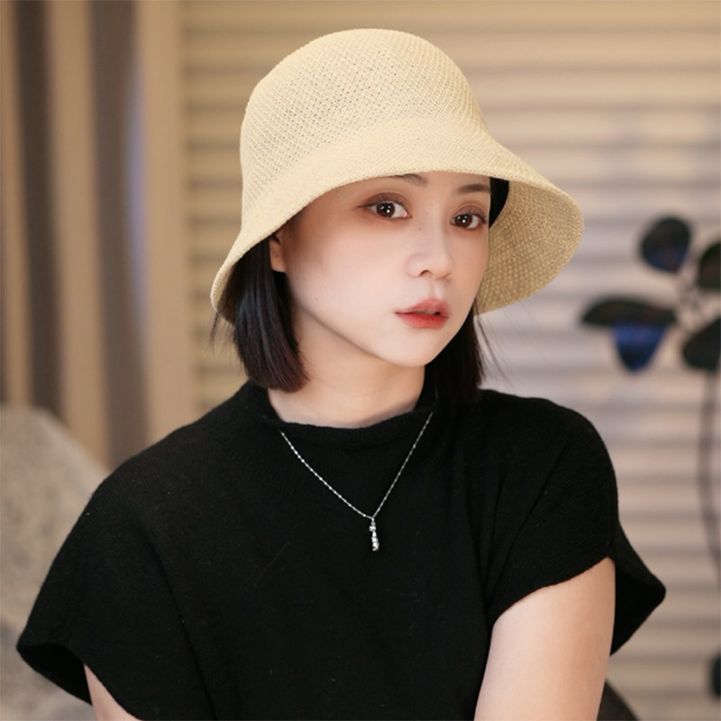 轻薄款亚麻渔夫帽显脸小水桶帽女图片