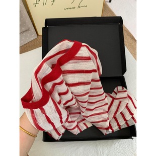 亲肤透气天丝亚麻条纹针织t恤女防晒罩衫 CHAO级推荐 巨好穿显白