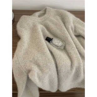 浣熊绒软糯套头毛衣女冬季 高级感慵懒宽松马海毛针织打底内搭上衣