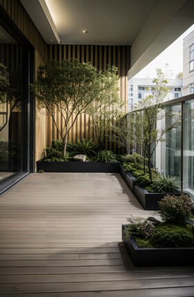 成都花园景观绿化设计施工 阳台花池造景 室内绿植摆放假山流水