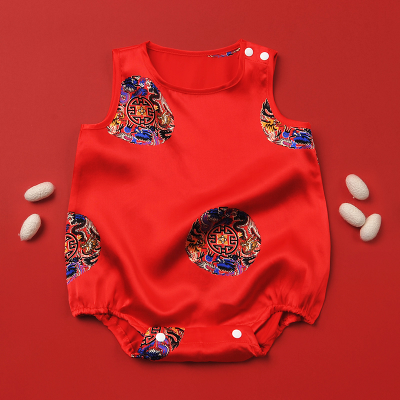 婴儿真丝连体衣桑蚕丝爬服