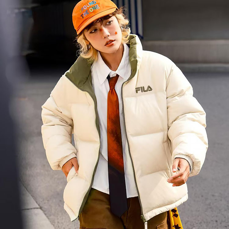 斐乐双面穿羽绒服FILA 2025新款面包服保暖情侣外套男休闲上衣