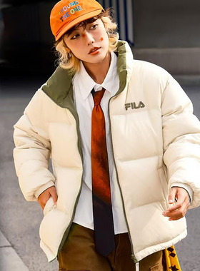 斐乐双面穿羽绒服FILA 2025新款面包服保暖情侣外套男休闲上衣