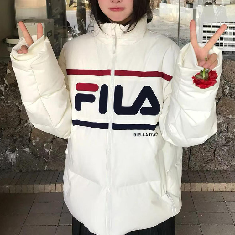 斐乐运动休闲立领情侣外套羽绒服