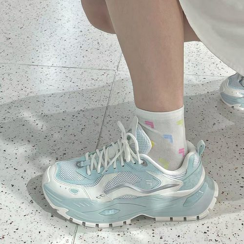 FILA FUSION斐乐潮牌2025新款硬糖4老爹鞋厚底增高透气女鞋运动鞋