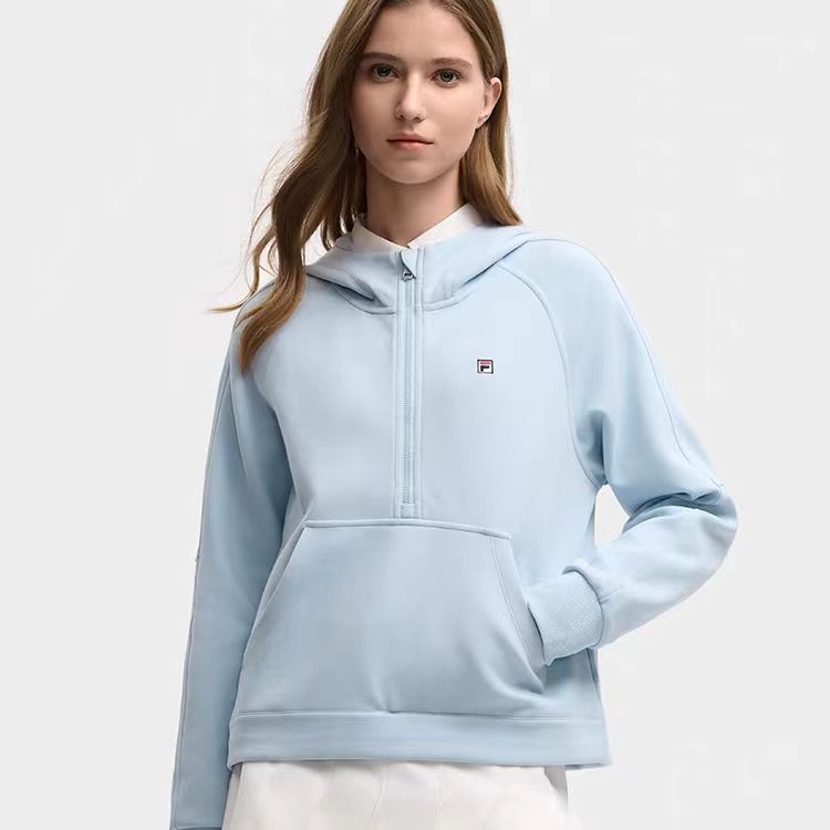 FILA 斐乐官方女子连帽卫衣2025冬新款时尚休闲插肩袖长袖上衣