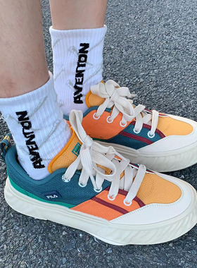 FILA 斐乐厚底女鞋FOSSO帆布鞋2025新款川行鞋男休闲运动鞋