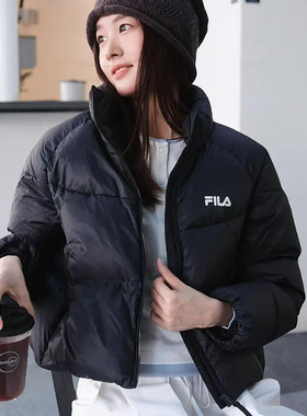 FILA斐乐羽绒服女2025新款短款面包服美拉德风休闲保暖运动外套