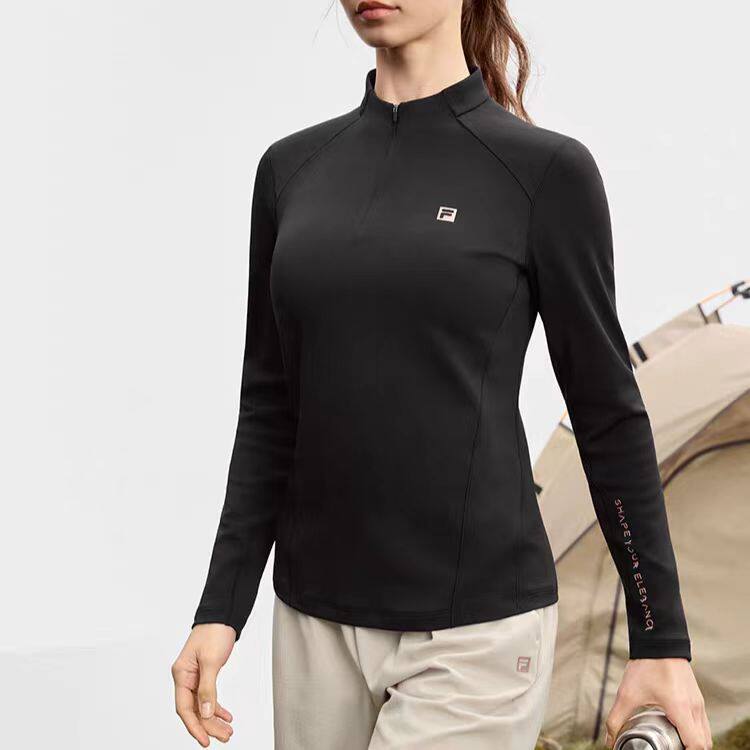 FILA斐乐女子长袖T恤2025健身运动半拉链瑜伽跑步加绒内搭上衣,运动服/休闲服装,运动卫衣/套头衫,淘宝优惠券,粉丝福利购,淘宝优惠卷