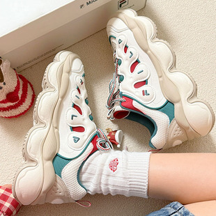 老爹鞋 女鞋 运动鞋 FILA斐乐2025春季 男鞋 豌豆鞋 轻便厚底休闲鞋 新款