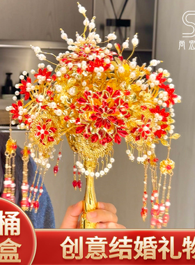 连理枝中式新娘结婚手捧花diy婚礼金色彷真花领证秀禾高级出嫁