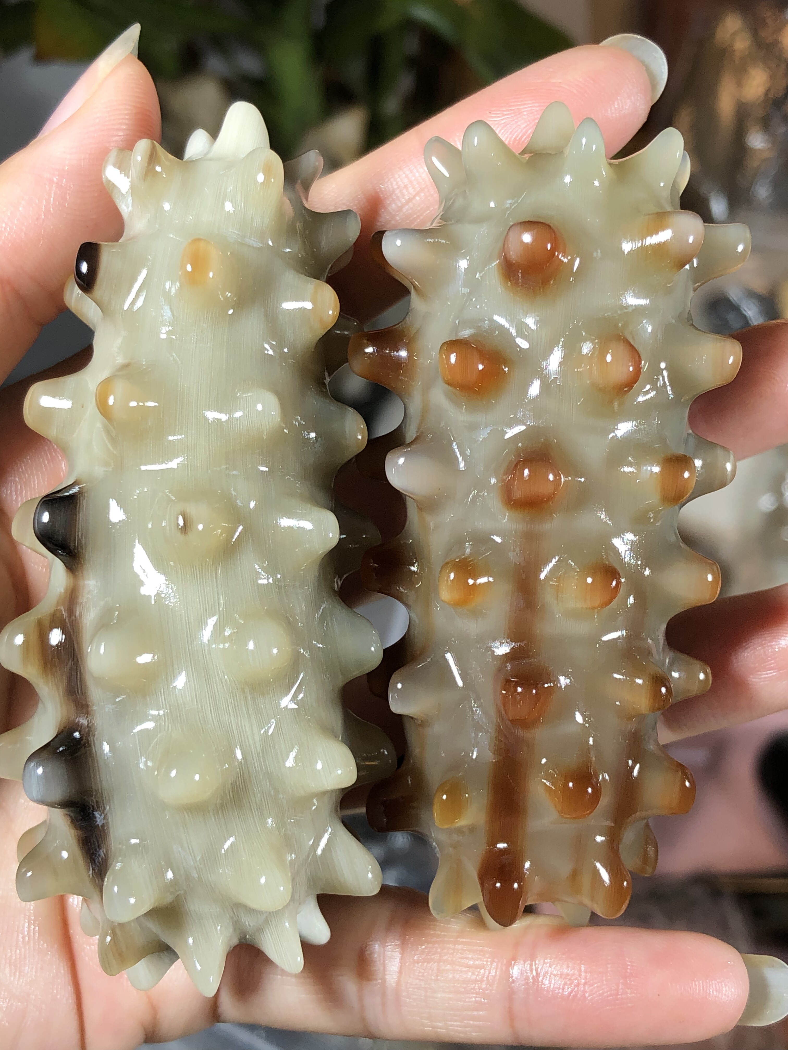 天然牛角海参手球实心牛角雕刻件海参棒按摩棒把玩件文玩手件手动