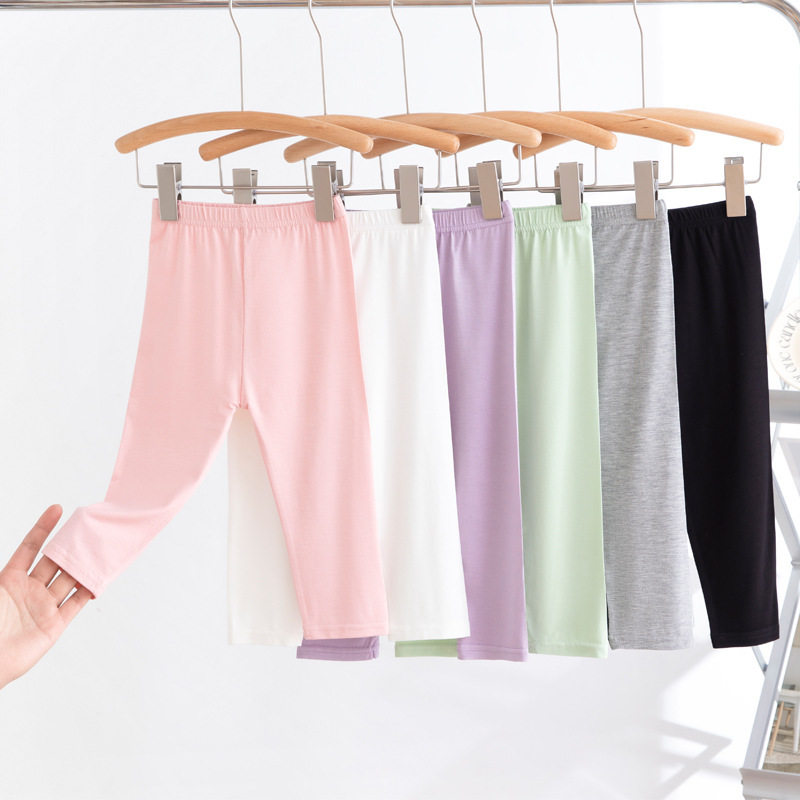 定制夏季七分儿童打底裤儿童裤子凉快薄款百搭女童打底裤印字LOGO