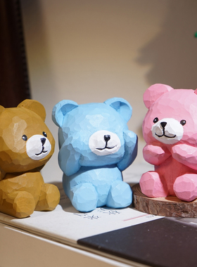 “乖乖熊”手工木雕小摆件