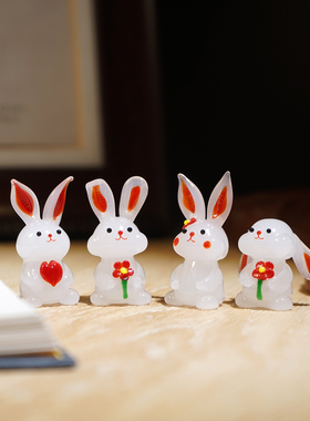 “小白兔的聚会”手工琉璃小摆件