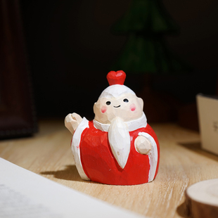 “月老送桃花”手工木雕小摆件可爱桌面装饰品创意新年好运礼物