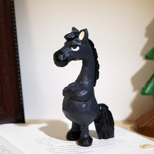 “一匹实力黑马”手工木雕小摆件工位桌面创意装饰品职场同事礼物