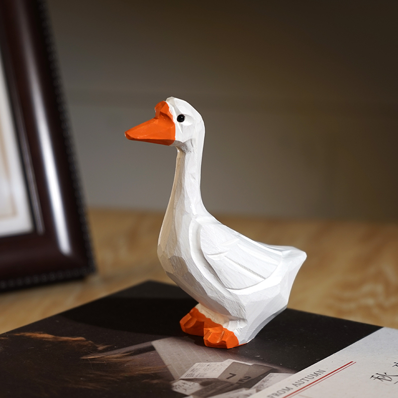 手工木雕大白鹅桌面摆件