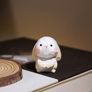 【精品版】卯兔手工木雕小摆件卡通可爱十二生肖系列装饰品礼物