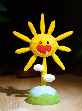 “微风不燥，阳光正好”手工木雕小摆件可爱太阳花创意新年礼物