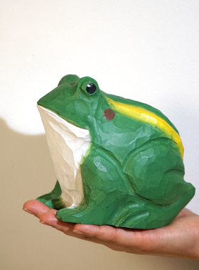 青蛙手工木雕存钱罐零钱硬币储存创意可爱实用桌面摆件小孩子礼物