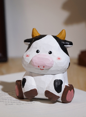 “好运牛牛”手工木雕小摆件