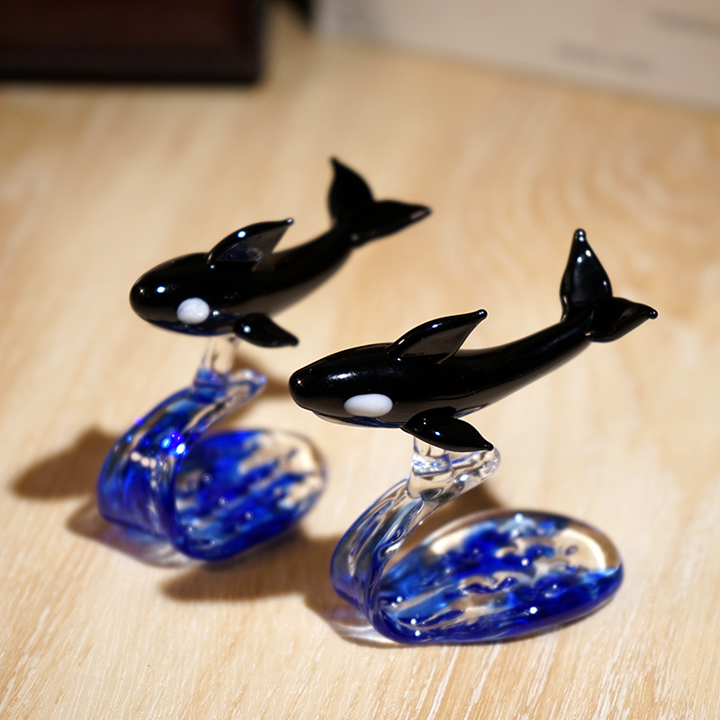 逐浪虎鲸|手工玻璃小摆件鲸鱼