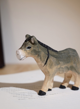 手工木雕小摆件可爱小毛驴