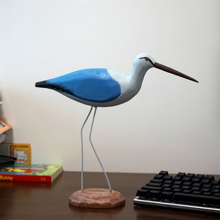 “长腿大水鸟”木雕摆件入户玄关电视书柜桌台面艺术抽象装饰品