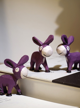 快乐小毛驴手工木雕小摆件