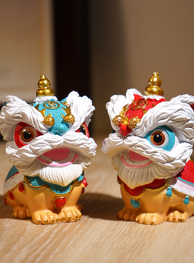 国潮醒狮小摆件可爱中国风