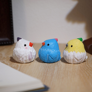 “蒜鸟~”手工木雕小摆件可爱创意办公室工位电脑桌面装饰品礼物